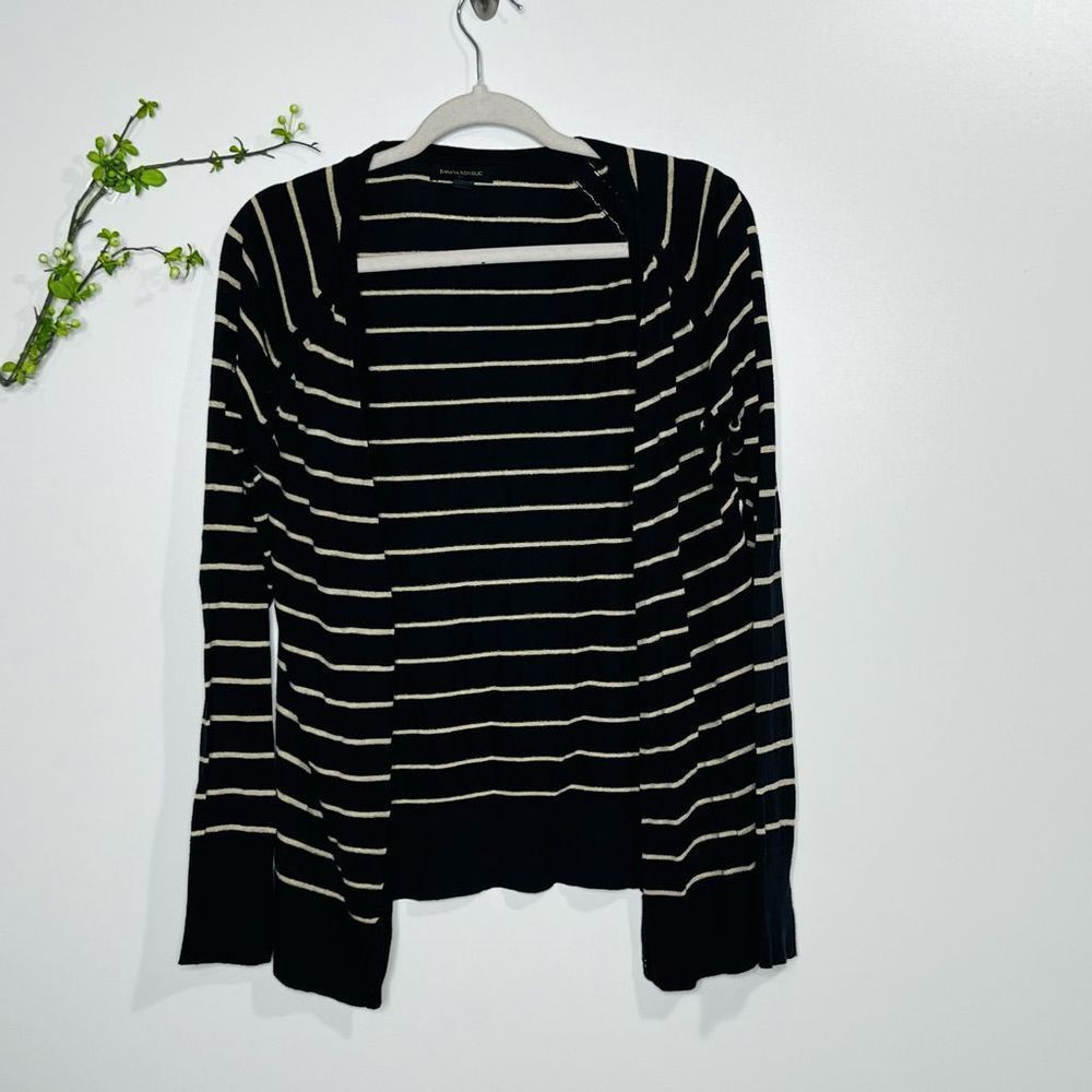 Banana Republic Navy Blue Gold Stripe Long Cardigan Sweater